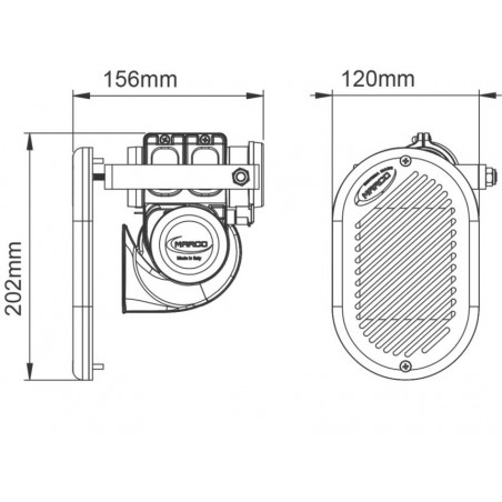 BUILT-IN AIR HORN WITH CHROMATED GRILL