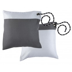 SET OF 2 GREY/WHITE CUSHIONS