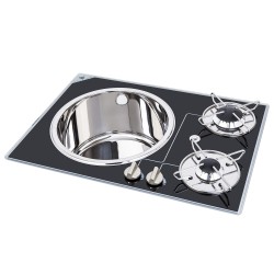 2-BURNER GLASS HOB AND SINK